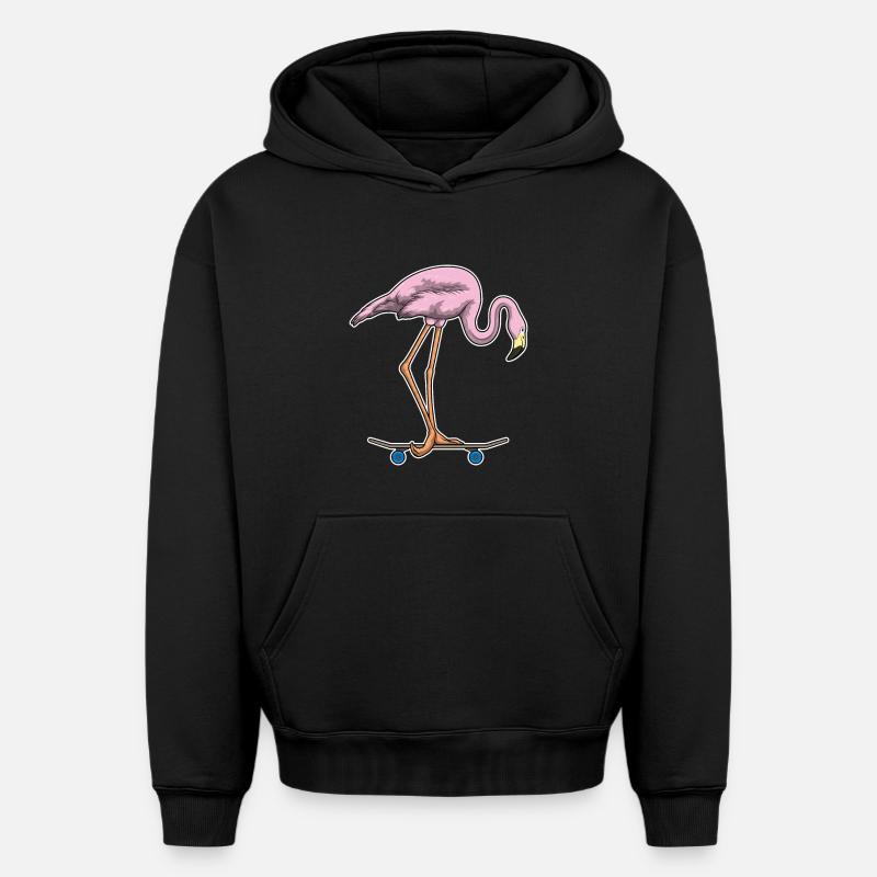 Flamingo Skater Skateboard - Sweat à capuche unisexe oversize épais SPREAD - noir