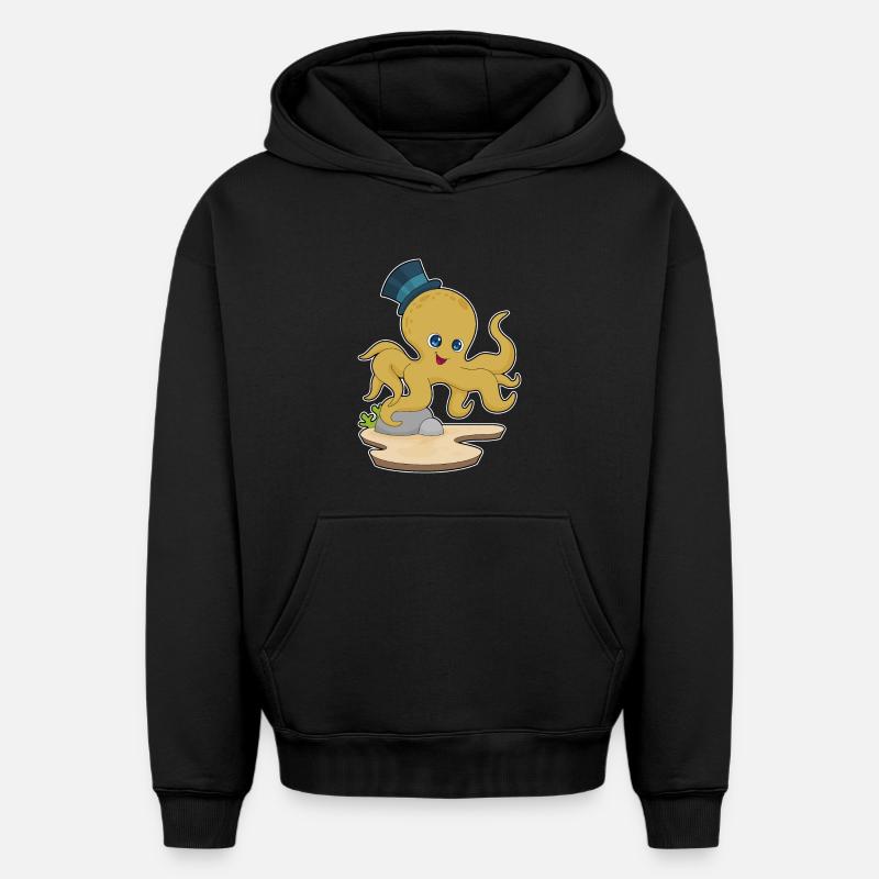 Chapeau de gentleman pieuvre - Sweat à capuche unisexe oversize épais SPREAD - noir
