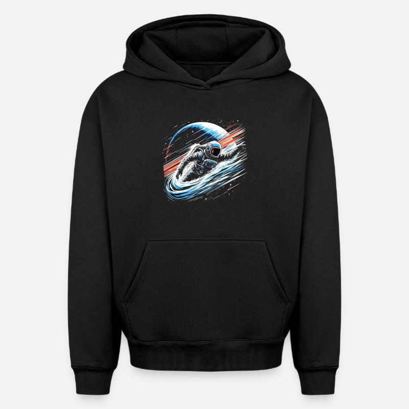 Astronaute Planète Espace - Sweat à capuche unisexe oversize épais SPREAD - noir