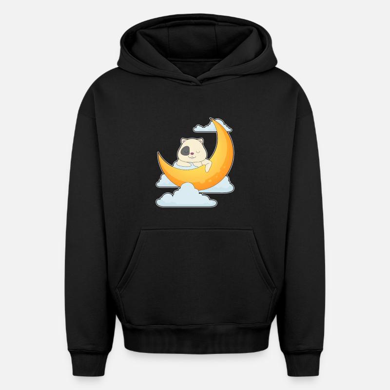 Hamster Nuages de lune - Sweat à capuche unisexe oversize épais SPREAD - noir