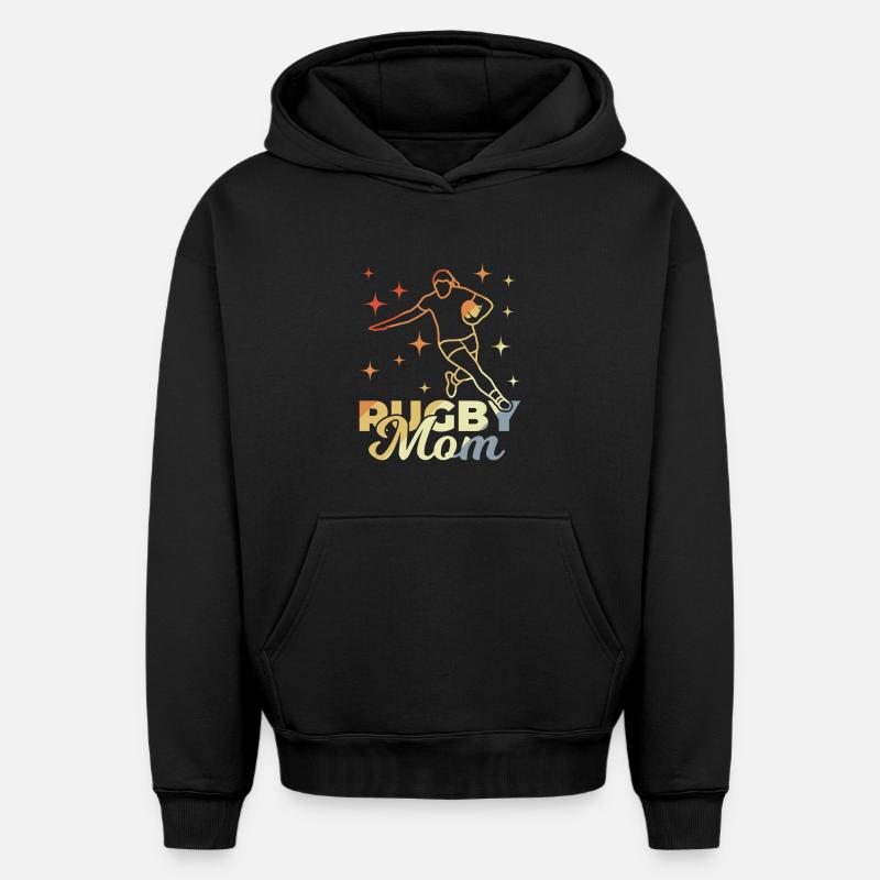 Maman Rugby - Sweat à capuche unisexe oversize épais SPREAD - noir