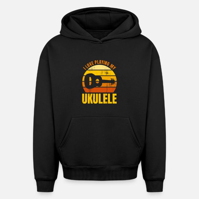 Dicton de motivation pour ukulélé - Sweat à capuche unisexe oversize épais SPREAD - noir