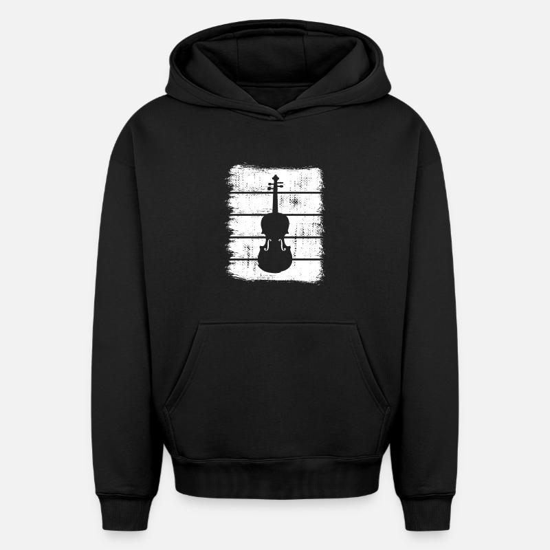 Violon - Sweat à capuche unisexe oversize épais SPREAD - noir