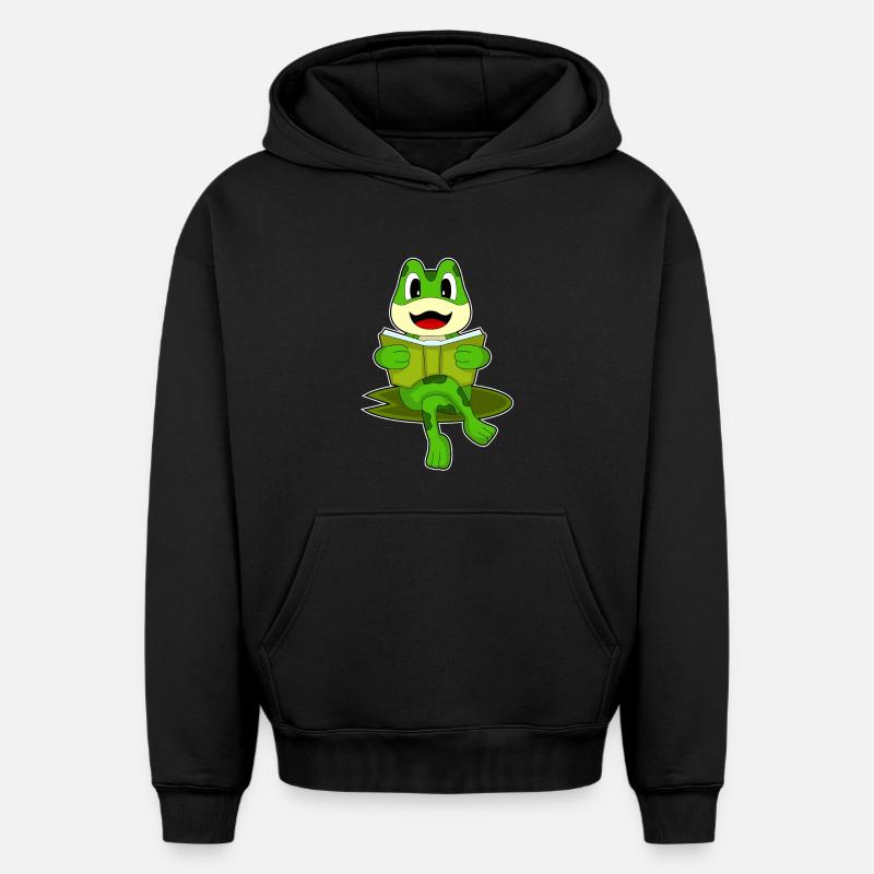 Livre de Nerd grenouille - Sweat à capuche unisexe oversize épais SPREAD - noir