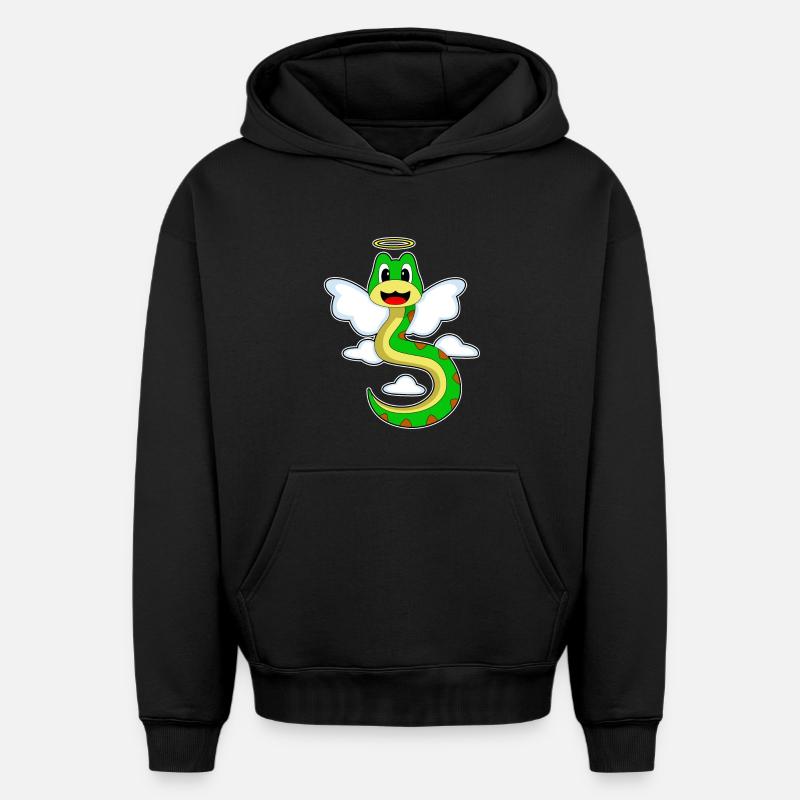 Serpent Ange Ailes d’Ange - Sweat à capuche unisexe oversize épais SPREAD - noir