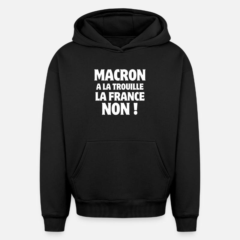 Macron, président de la république - Sweat à capuche unisexe oversize épais SPREAD - noir
