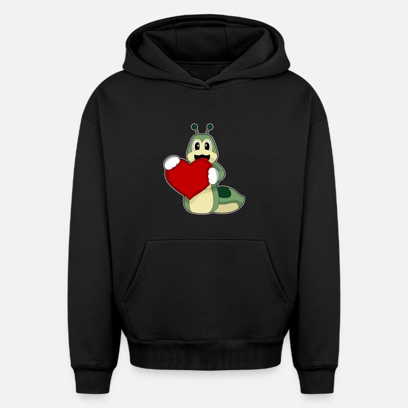 Cœur de chenille - Sweat à capuche unisexe oversize épais SPREAD - noir