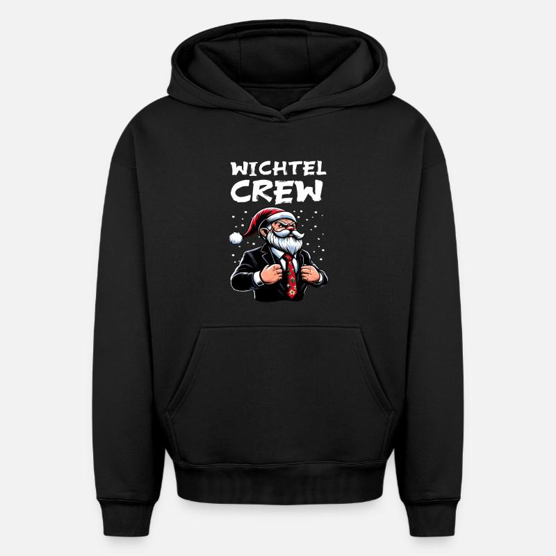 Gnome Crew Noël Gnome - Sweat à capuche unisexe oversize épais SPREAD - noir