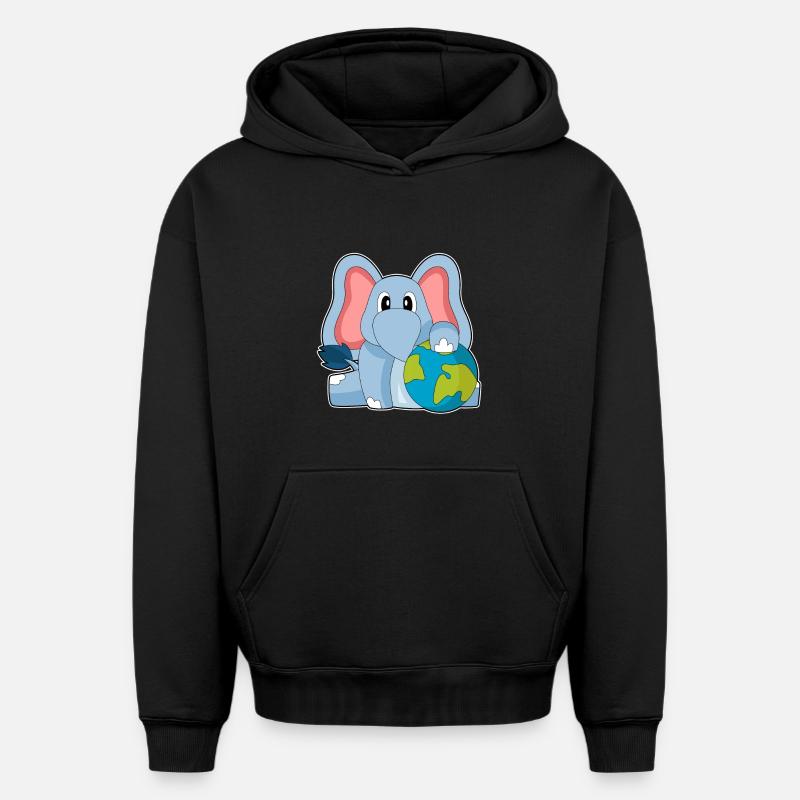 Terre d’éléphant - Sweat à capuche unisexe oversize épais SPREAD - noir