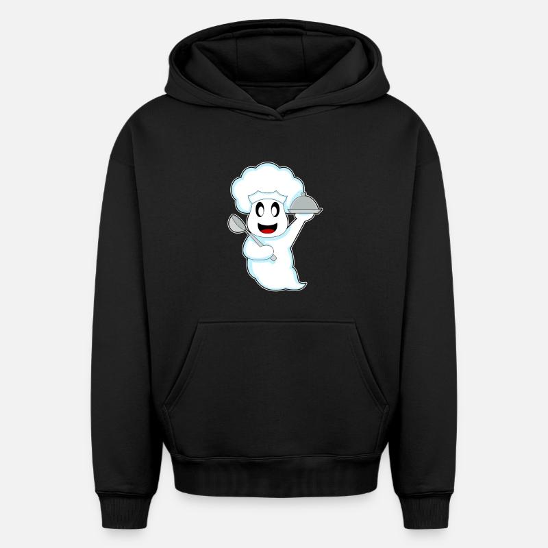 Cuisinier fantôme d’Halloween - Sweat à capuche unisexe oversize épais SPREAD - noir