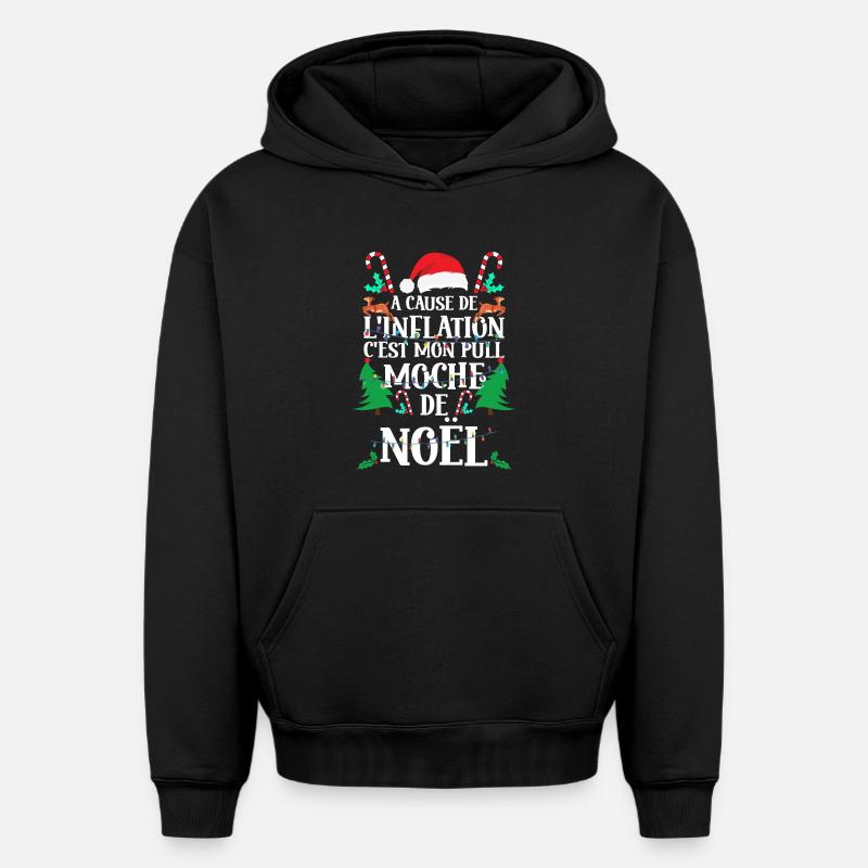 Pull Moche De Noël - Sweat à capuche unisexe oversize épais SPREAD - noir
