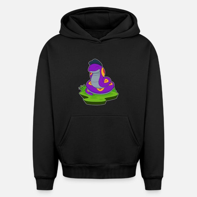 Chapeau de serpent - Sweat à capuche unisexe oversize épais SPREAD - noir