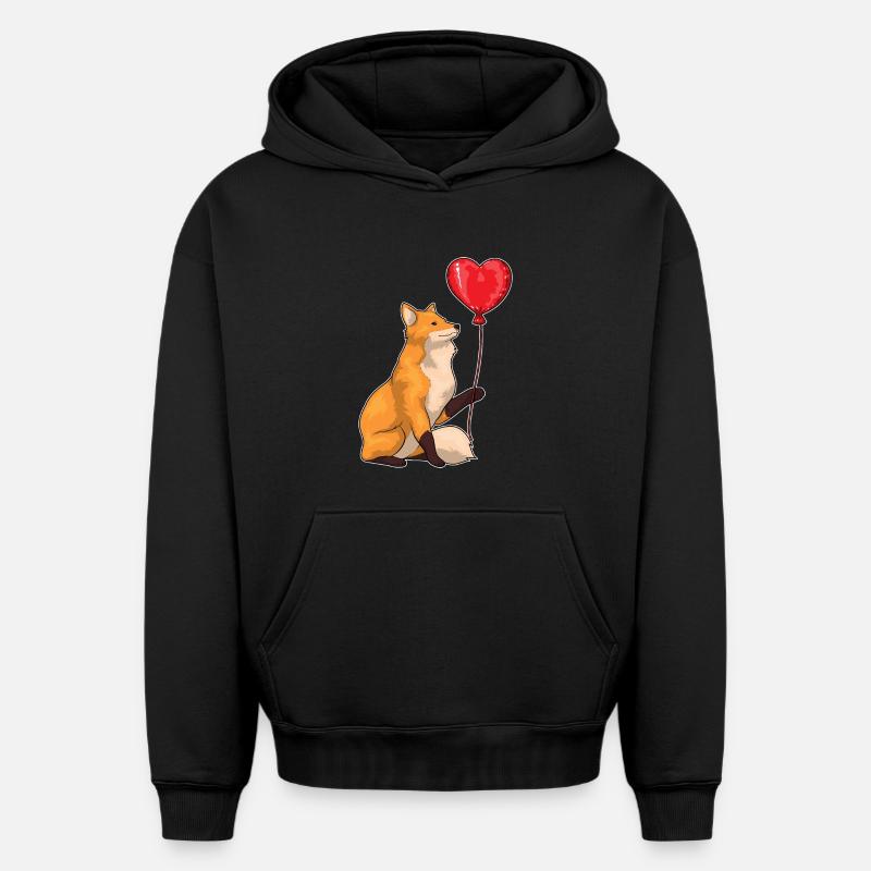 Ballon coeur de renard - Sweat à capuche unisexe oversize épais SPREAD - noir