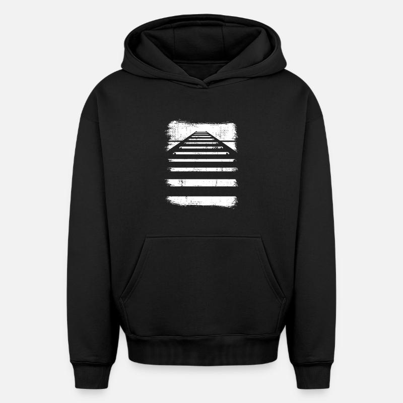 Voie ferrée - Sweat à capuche unisexe oversize épais SPREAD - noir