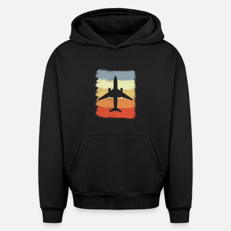 Avions d’époque - Sweat à capuche unisexe oversize épais SPREAD - noir