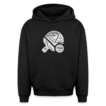 Mots pour les joueurs de ping-pong de tennis de table - Sweat à capuche unisexe oversize épais SPREAD - noir - Devant - AI Model Female 172 light (172cm) & AI Model Male 185 light (185cm)