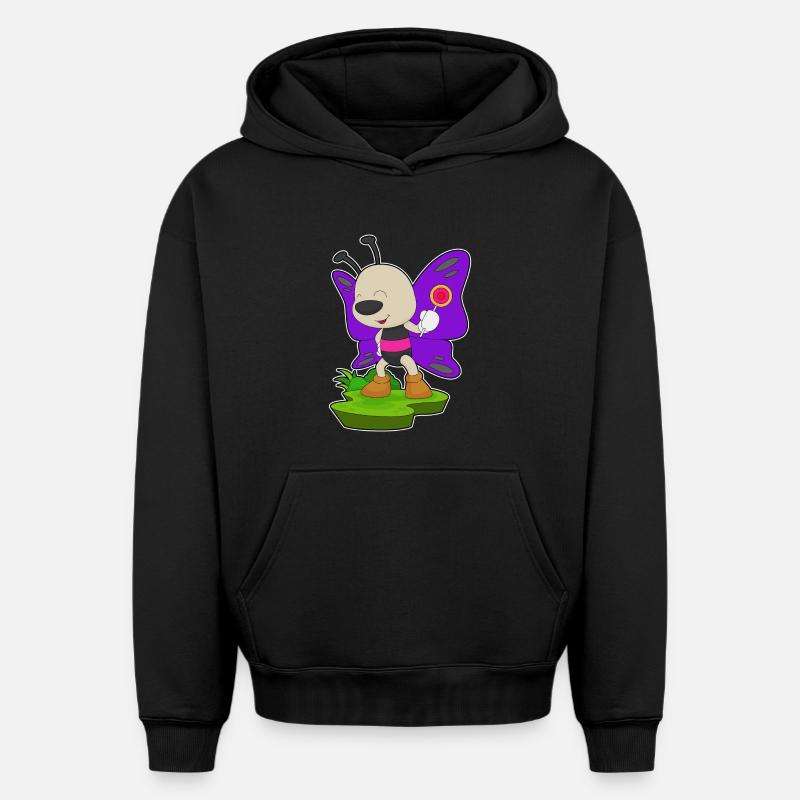 Sucette papillon - Sweat à capuche unisexe oversize épais SPREAD - noir