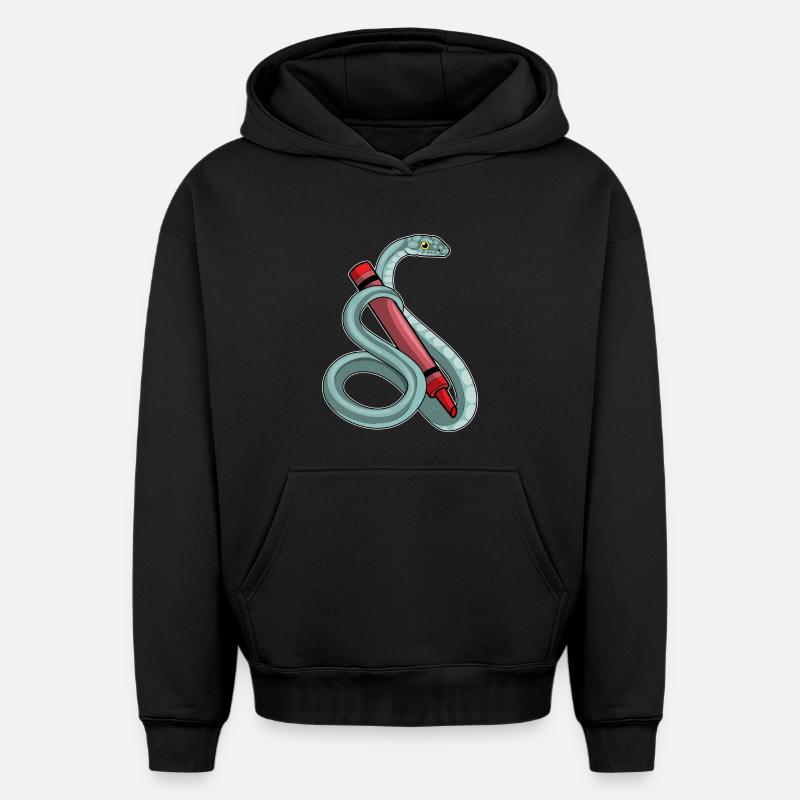 École de crayon Snake Student - Sweat à capuche unisexe oversize épais SPREAD - noir