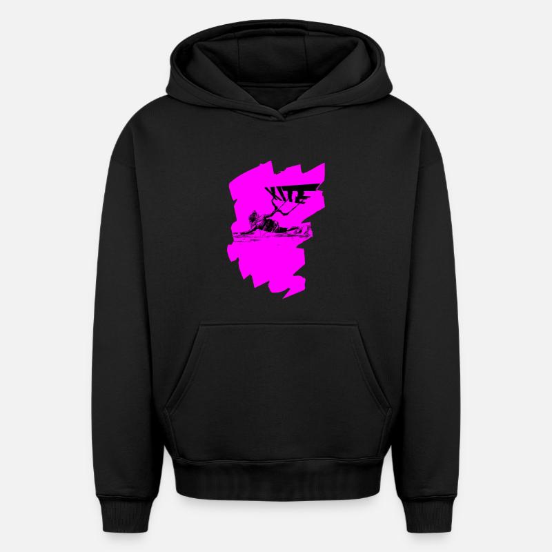 Milan rose - Sweat à capuche unisexe oversize épais SPREAD - noir