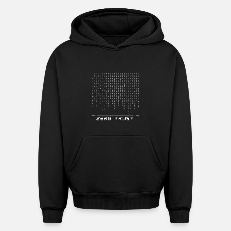 Code binaire Zero Trust - Sweat à capuche unisexe oversize épais SPREAD - noir