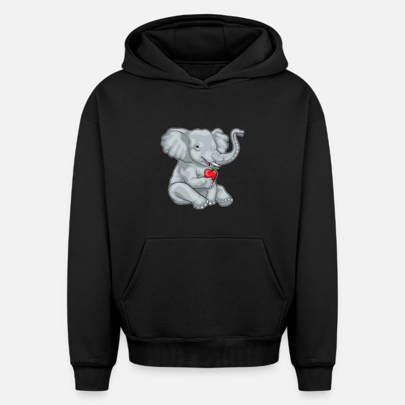 Pomme éléphant - Sweat à capuche unisexe oversize épais SPREAD - noir