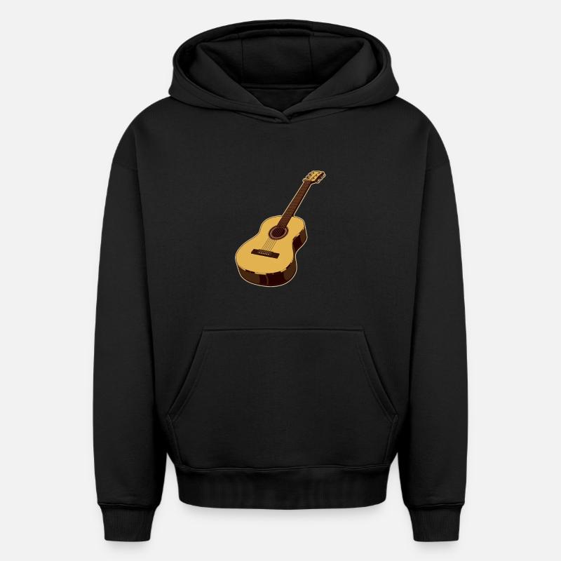 Guitare - Sweat à capuche unisexe oversize épais SPREAD - noir