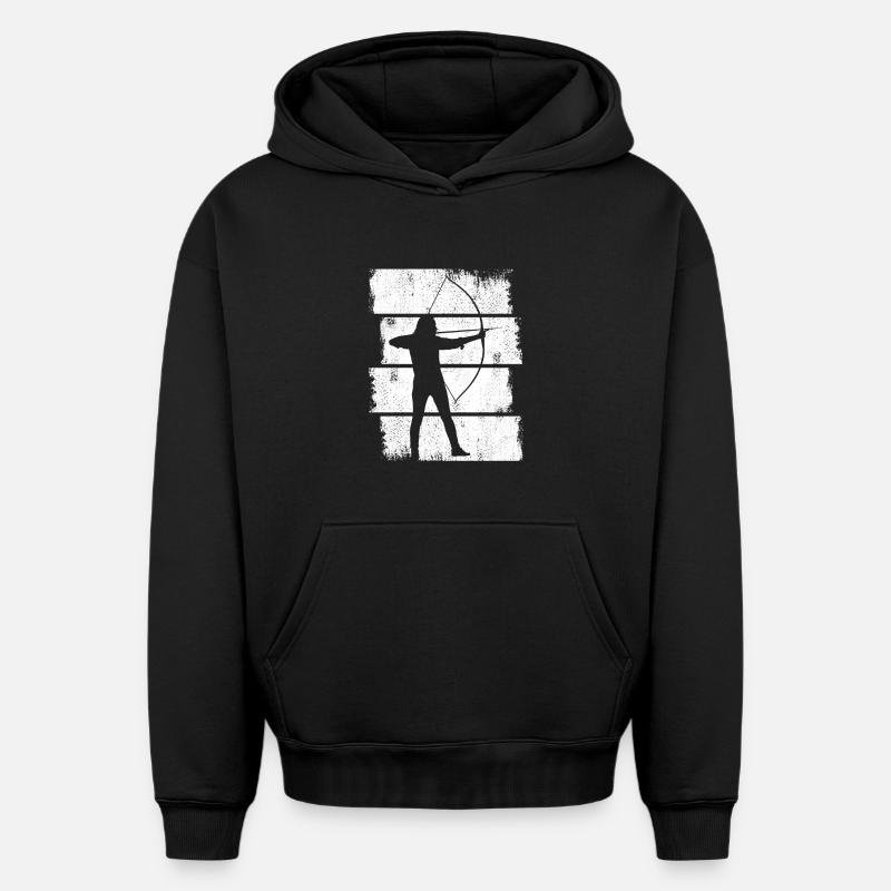 Archer - Sweat à capuche unisexe oversize épais SPREAD - noir