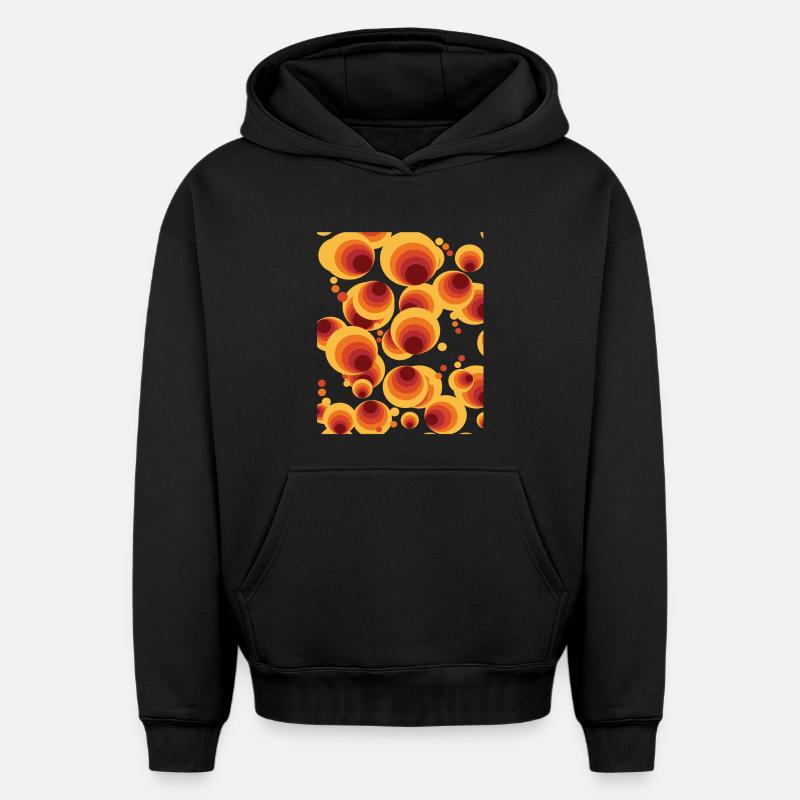 Abstract Polka Dots Circle Pattern - Oversized Heavyweight Unisex Hoodie - black