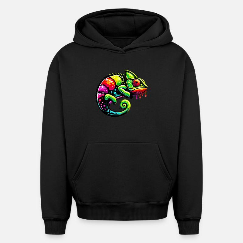 Caméléon - Sweat à capuche unisexe oversize épais SPREAD - noir