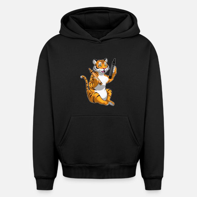 École de crayon Tiger Pupil - Sweat à capuche unisexe oversize épais SPREAD - noir