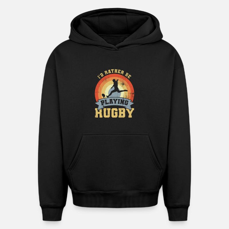 Blague sur le rugby - Sweat à capuche unisexe oversize épais SPREAD - noir