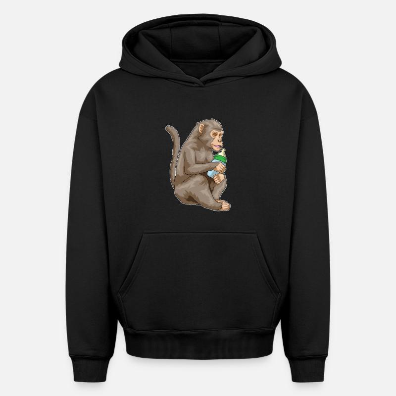 Biberon Monkey - Sweat à capuche unisexe oversize épais SPREAD - noir