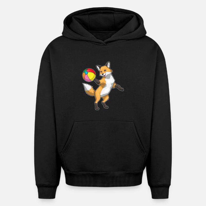Ballon de plage Fox - Sweat à capuche unisexe oversize épais SPREAD - noir