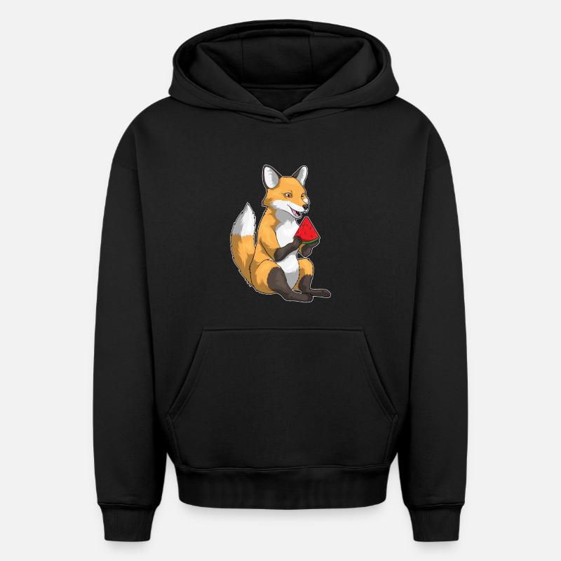 Fruit de la pastèque Fox - Sweat à capuche unisexe oversize épais SPREAD - noir