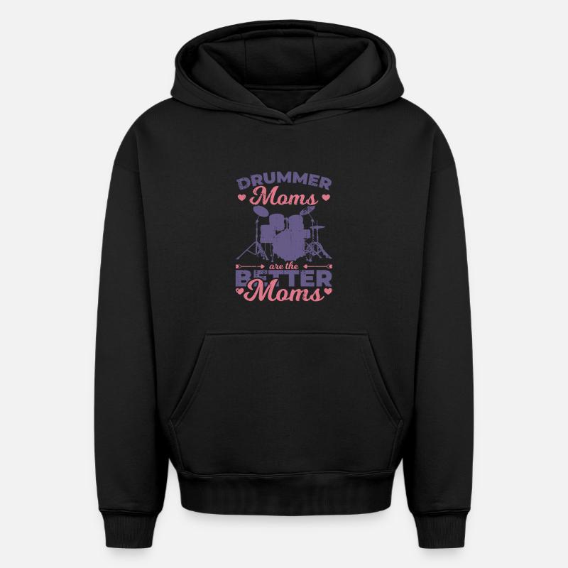 Maman batteur - Sweat à capuche unisexe oversize épais SPREAD - noir