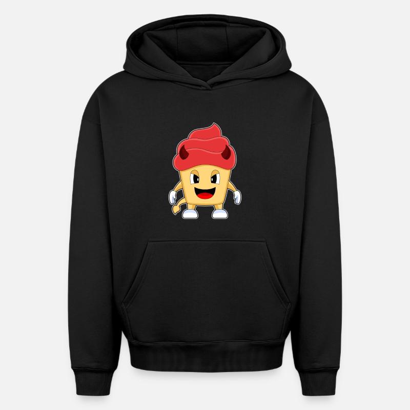 Cupcake Halloween Diable - Sweat à capuche unisexe oversize épais SPREAD - noir