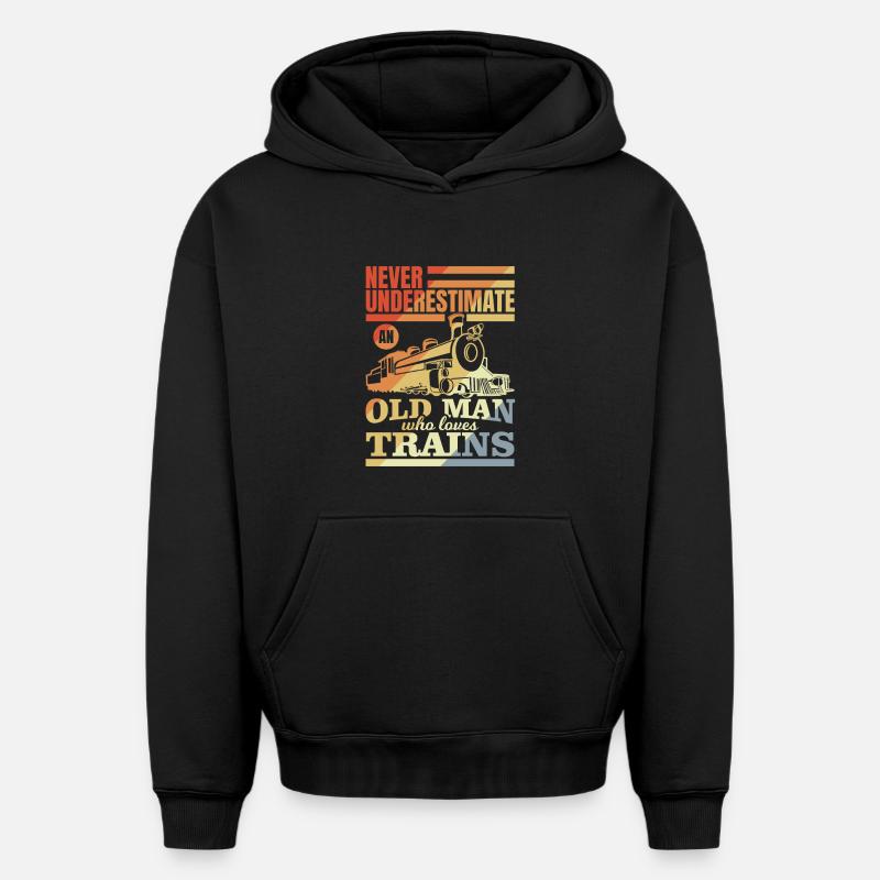 Grand-père de chemin de fer - Sweat à capuche unisexe oversize épais SPREAD - noir