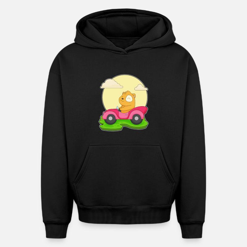Voiture de hamster - Sweat à capuche unisexe oversize épais SPREAD - noir