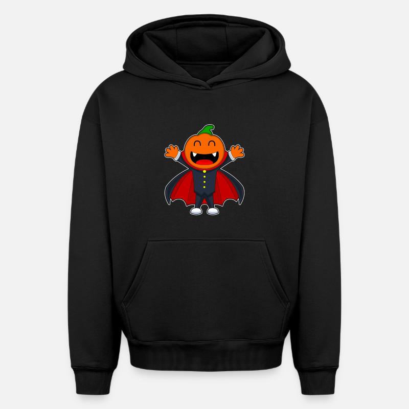 Citrouille d’Halloween vampire - Sweat à capuche unisexe oversize épais SPREAD - noir