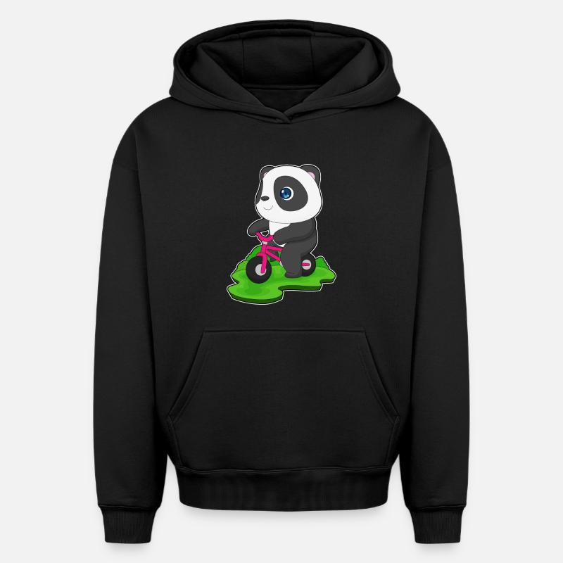 Vélo Panda - Sweat à capuche unisexe oversize épais SPREAD - noir