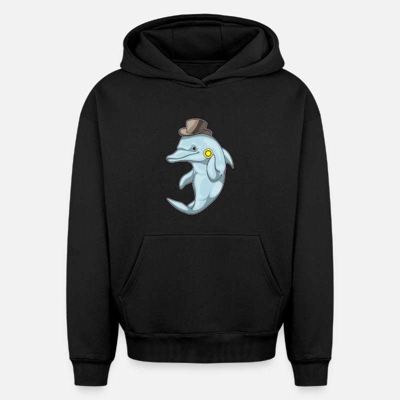 Dolphin Poker Jetons de Poker - Sweat à capuche unisexe oversize épais SPREAD - noir
