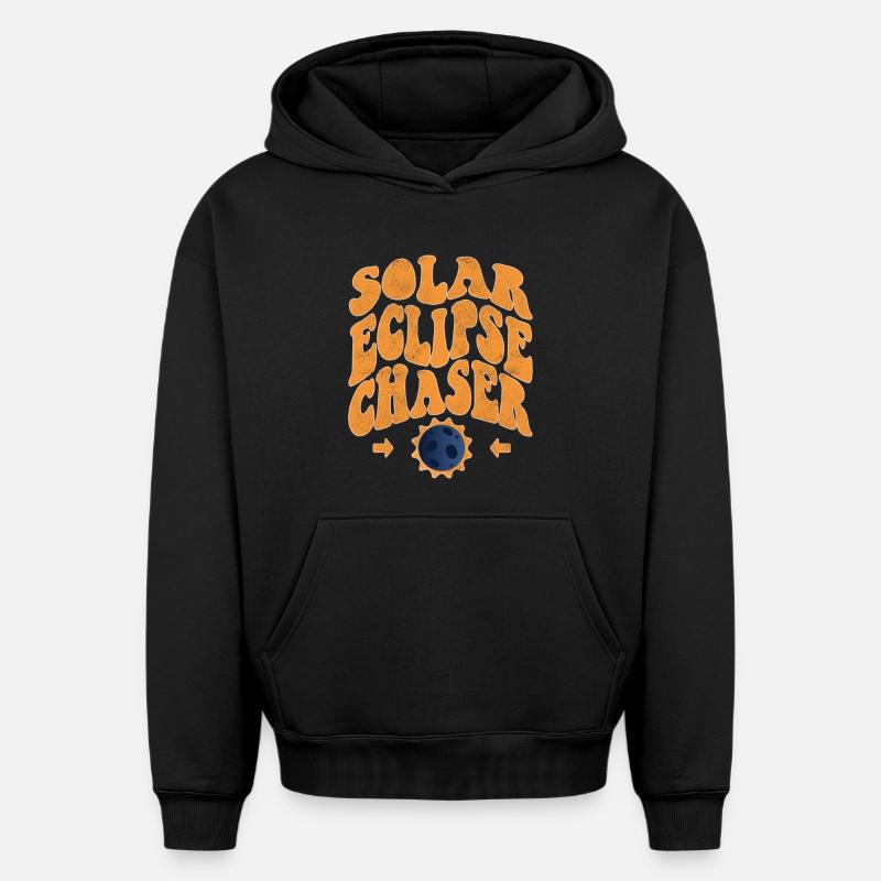 Solar eclipse chaser - Oversized Heavyweight Unisex Hoodie - Schwarz