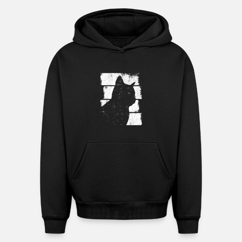 Chat - Sweat à capuche unisexe oversize épais SPREAD - noir