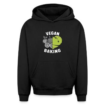 Cuisine de fruits au cœur de la cuisson végane - Sweat à capuche unisexe oversize épais SPREAD - noir - Devant - AI Model Female 172 light (172cm) & AI Model Male 185 light (185cm)