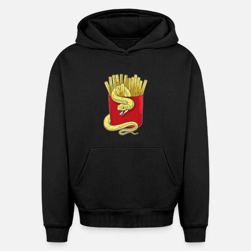 Frites serpent - Sweat à capuche unisexe oversize épais SPREAD - noir
