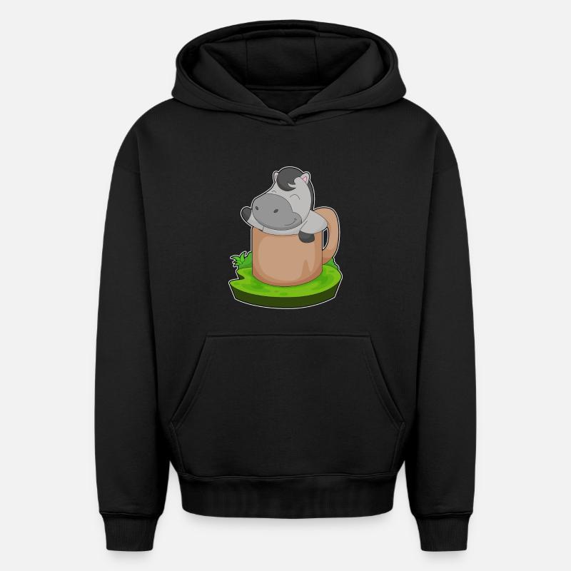 Tasse à cheval - Sweat à capuche unisexe oversize épais SPREAD - noir