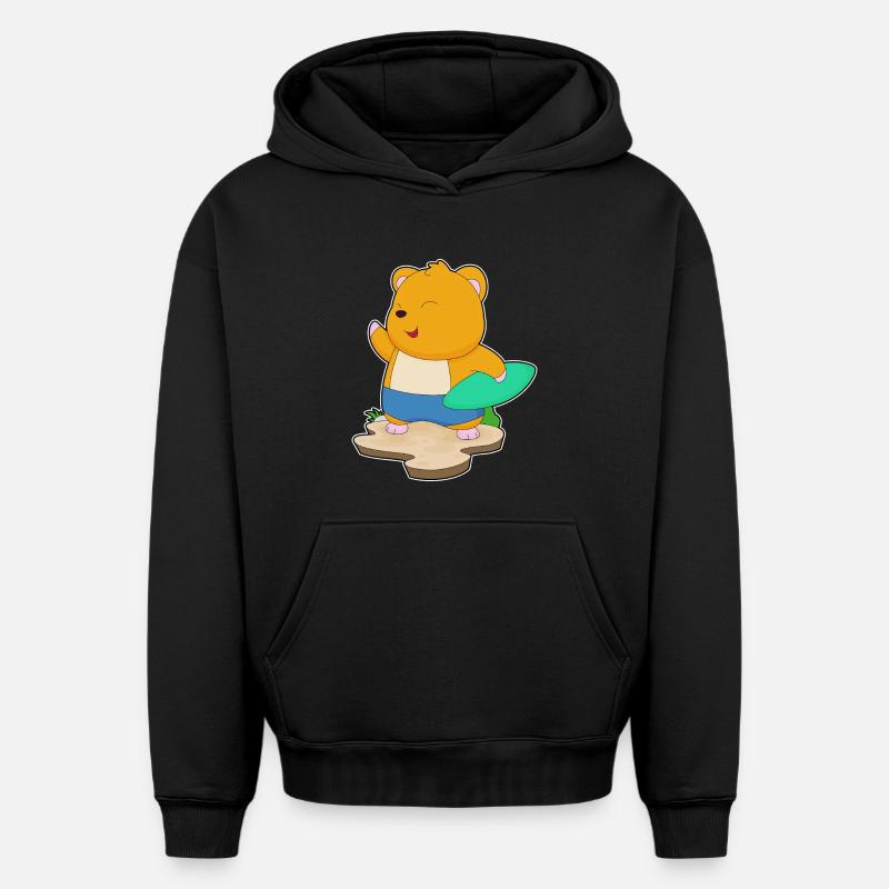 Hamster Surfer Planche de surf - Sweat à capuche unisexe oversize épais SPREAD - noir