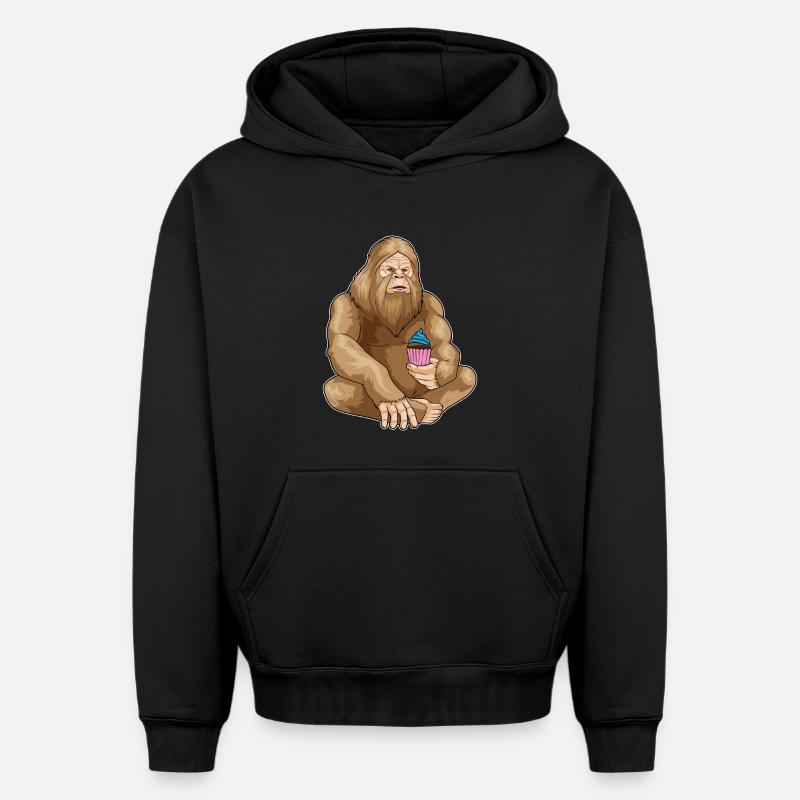 Cupcake d’Halloween Bigfoot - Sweat à capuche unisexe oversize épais SPREAD - noir