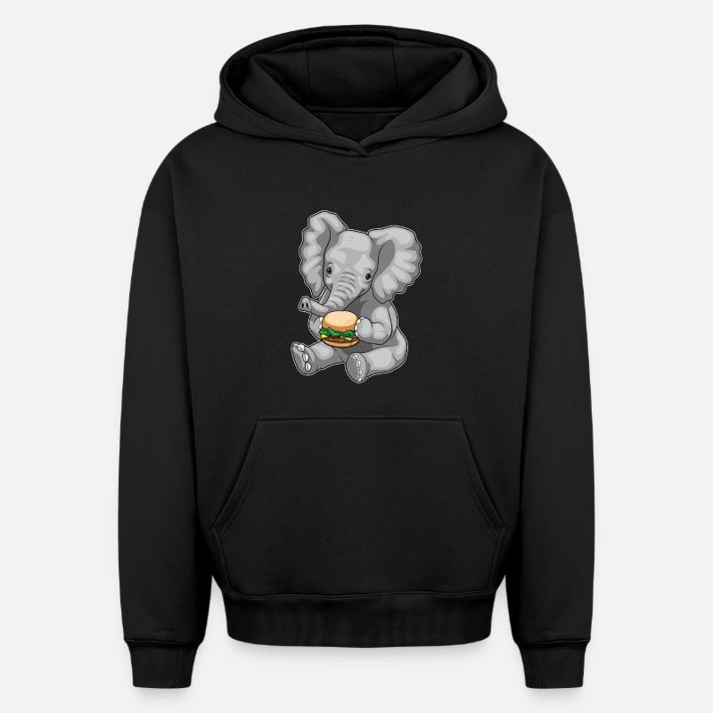 Burger d’éléphant - Sweat à capuche unisexe oversize épais SPREAD - noir