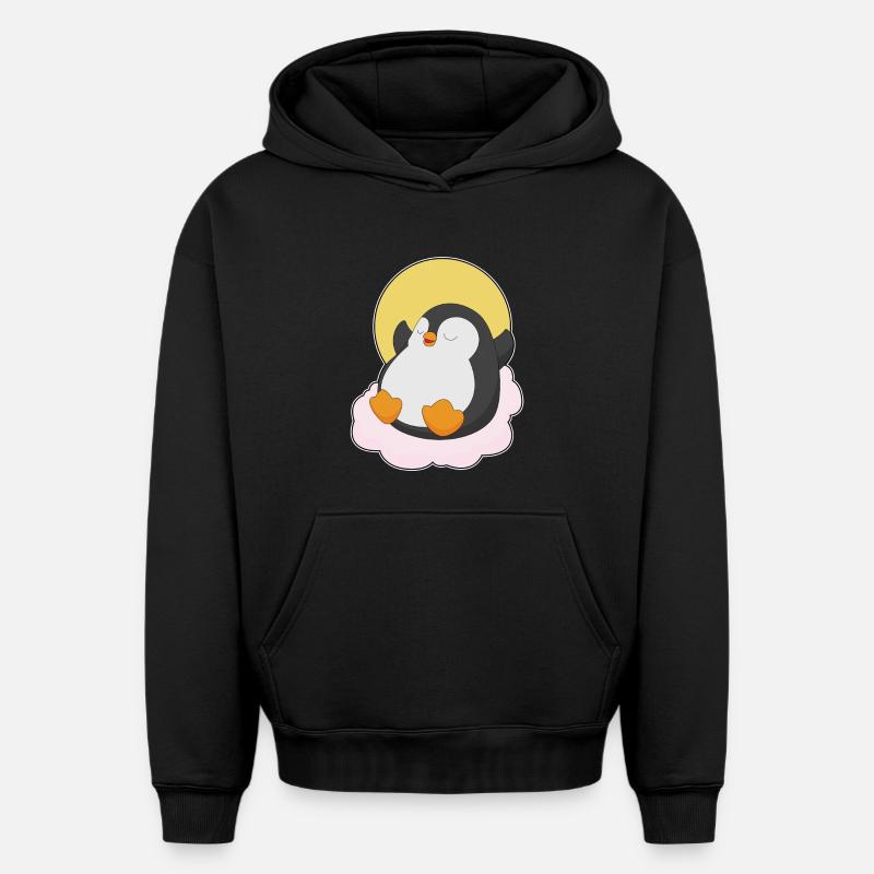 Nuages de pingouins - Sweat à capuche unisexe oversize épais SPREAD - noir